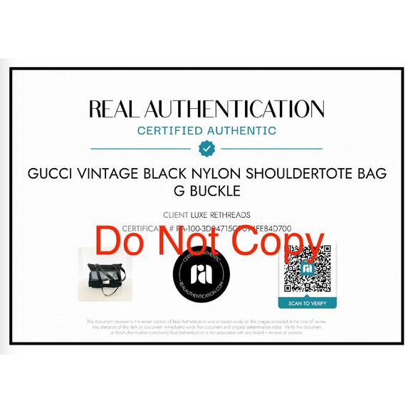 GUCCI Vintage Black Nylon ShoulderTote Bag G Buckle Circa 1990s COA - Picture 15 of 17